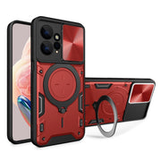 For Xiaomi Redmi Note 12 4G CD Texture Sliding Camshield Magnetic Holder Phone Case(Red)
