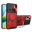 For Xiaomi Redmi 12C CD Texture Sliding Camshield Magnetic Holder Phone Case(Red) - free shipping - PMC TechLife - Order now!
