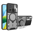 For Xiaomi Redmi 12C CD Texture Sliding Camshield Magnetic Holder Phone Case(Silver) - free shipping - PMC TechLife - Order now!