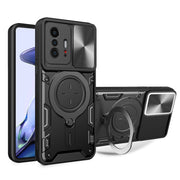 For Xiaomi 11T CD Texture Sliding Camshield Magnetic Holder Phone Case(Black)