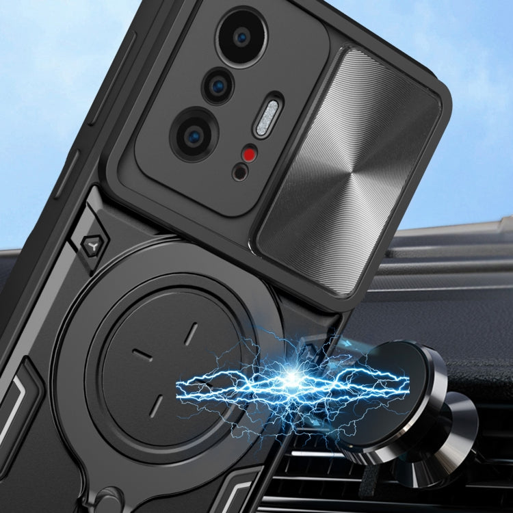 For Xiaomi 11T CD Texture Sliding Camshield Magnetic Holder Phone Case(Black) - free shipping - PMC TechLife - Order now!