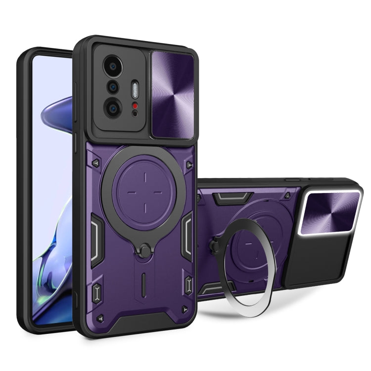 For Xiaomi 11T CD Texture Sliding Camshield Magnetic Holder Phone Case(Purple) - free shipping - PMC TechLife - Order now!