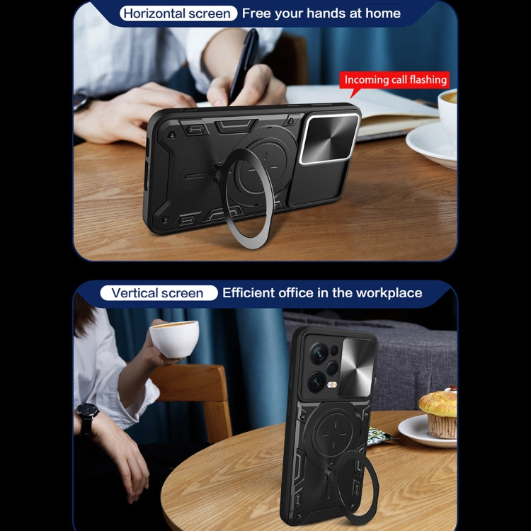 For Xiaomi Redmi Note 12 Pro 5G CD Texture Sliding Camshield Magnetic Holder Phone Case(Black) - free shipping - PMC TechLife - Order now!