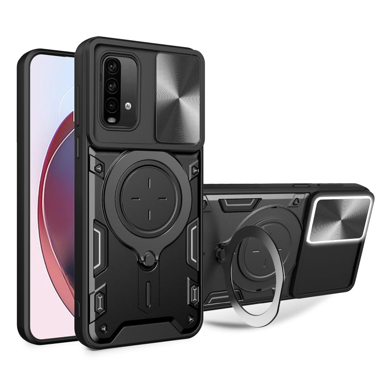 For Xiaomi Redmi Note 9 4G / Poco M3 CD Texture Sliding Camshield Magnetic Holder Phone Case(Black) - free shipping - PMC TechLife - Order now!