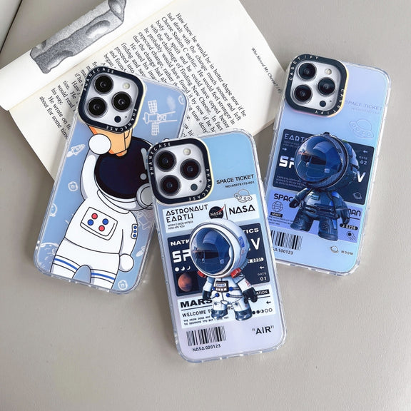 For iPhone 13 Pro Astronaut Pattern Shockproof PC Protective Phone Case(White)