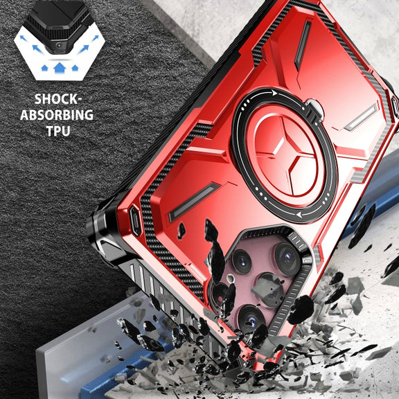 For Samsung Galaxy S23 5G Armor Series Holder Phone Case with Back Clip(Red)