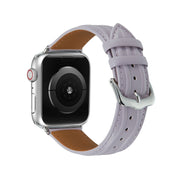 Embossed Line Genuine Leather Watch Band For Apple Watch 3 42mm(Lavender Purple)