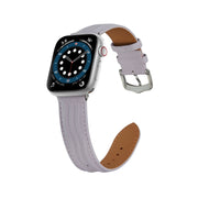 Embossed Line Genuine Leather Watch Band For Apple Watch 3 42mm(Lavender Purple)