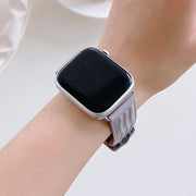 Embossed Line Genuine Leather Watch Band For Apple Watch 3 42mm(Lavender Purple)