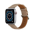 Embossed Line Genuine Leather Watch Band For Apple Watch SE 2023 44mm(Milky Brown) - Watch Bands by PMC TechLife | Online Shopping South Africa | PMC TechLife