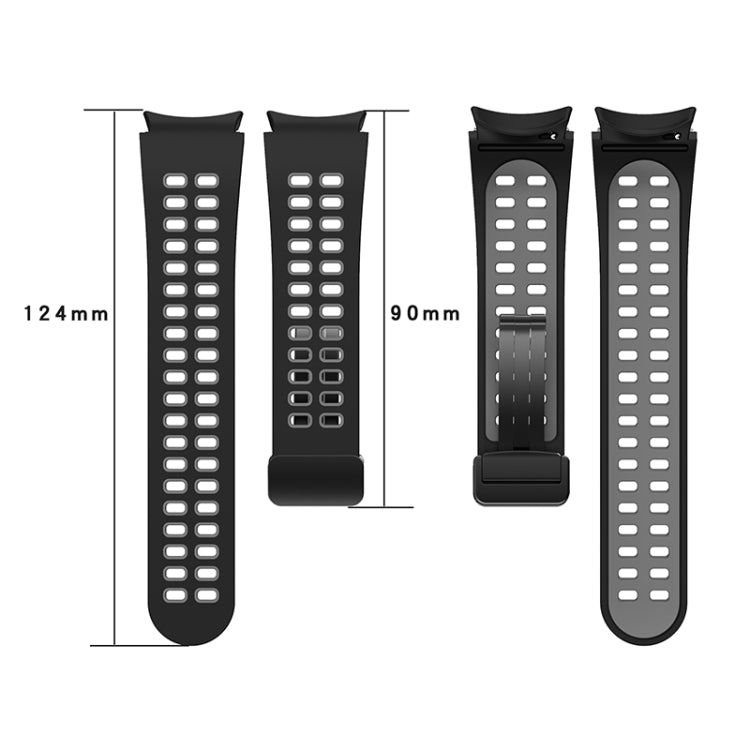 For Samsung Galaxy Watch5 Double-row Hole Folding Buckle Silicone Watch Band(Black Green) - Watch Bands by PMC TechLife | Online Shopping South Africa | PMC TechLife