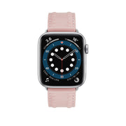 Embossed Love Genuine Leather Watch Band For Apple Watch SE 2022 44mm(Pink)