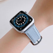 Embossed Love Genuine Leather Watch Band For Apple Watch SE 2022 44mm(Blue)