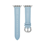 Embossed Love Genuine Leather Watch Band For Apple Watch SE 44mm(Blue)