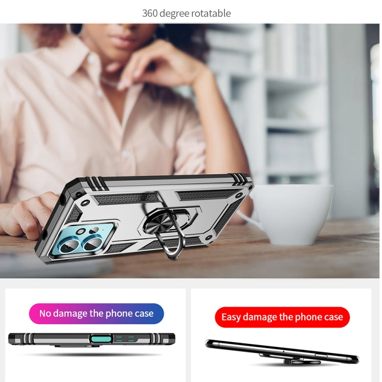 For Xiaomi Redmi Note 12 4G Global Shockproof TPU + PC Phone Case with Holder(Silver) - free shipping - PMC TechLife - Order now!