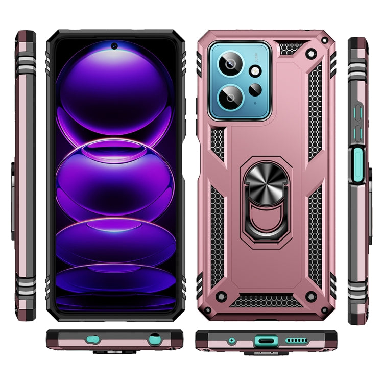 For Xiaomi Redmi Note 12 4G Global Shockproof TPU + PC Phone Case with Holder(Rose Gold)