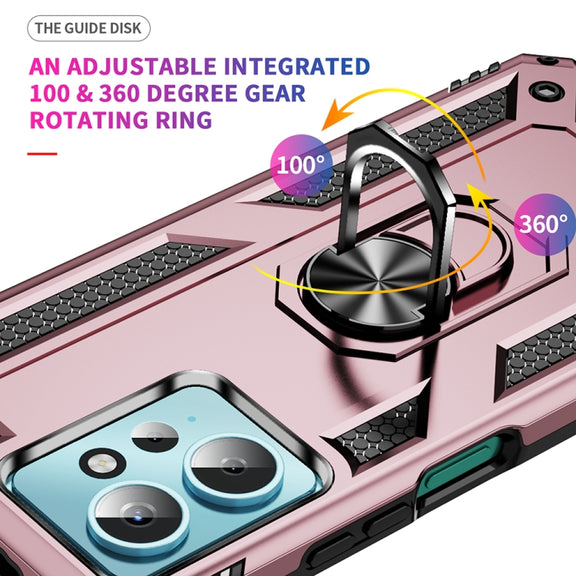 For Xiaomi Redmi Note 12 4G Global Shockproof TPU + PC Phone Case with Holder(Rose Gold)