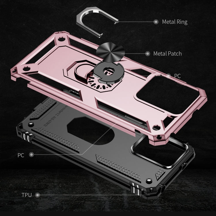 For Xiaomi Redmi Note 12 4G Global Shockproof TPU + PC Phone Case with Holder(Rose Gold)