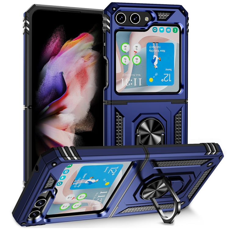 For Samsung Galaxy Z Flip5 Shockproof TPU + PC Phone Case with Holder(Blue) - free shipping - PMC TechLife - Order now!