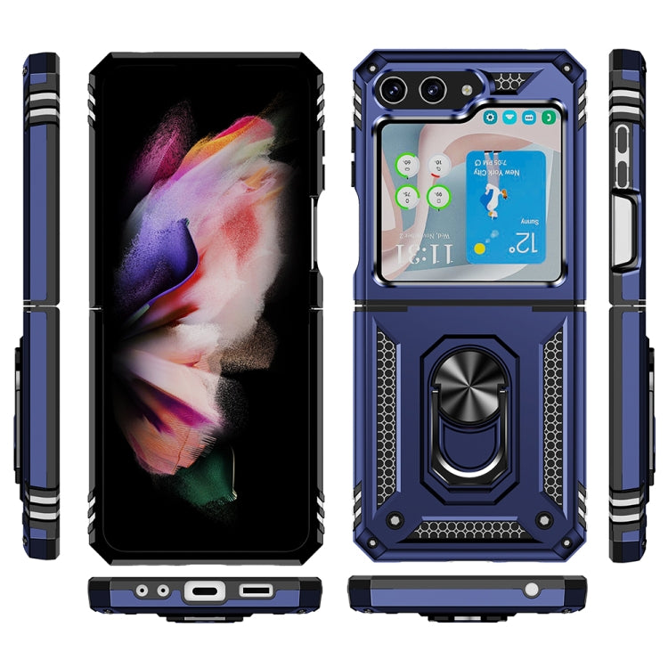 For Samsung Galaxy Z Flip5 Shockproof TPU + PC Phone Case with Holder(Blue) - free shipping - PMC TechLife - Order now!