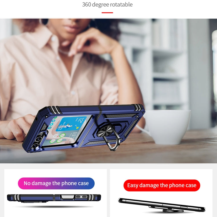 For Samsung Galaxy Z Flip5 Shockproof TPU + PC Phone Case with Holder(Blue) - free shipping - PMC TechLife - Order now!