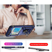 For Samsung Galaxy Z Flip5 Shockproof TPU + PC Phone Case with Holder(Blue)