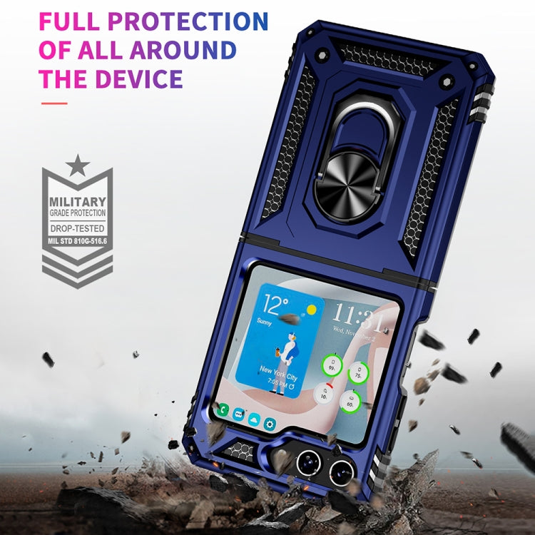 For Samsung Galaxy Z Flip5 Shockproof TPU + PC Phone Case with Holder(Blue) - free shipping - PMC TechLife - Order now!