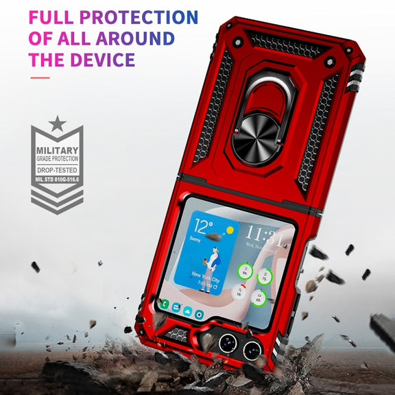 For Samsung Galaxy Z Flip5 Shockproof TPU + PC Phone Case with Holder(Red)