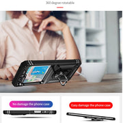 For Samsung Galaxy Z Flip5 Shockproof TPU + PC Phone Case with Holder(Black)