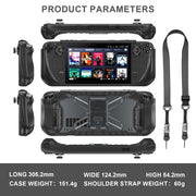 For Steam Deck Shockproof Game Console Case with Holder & Shoulder Strap(Black)