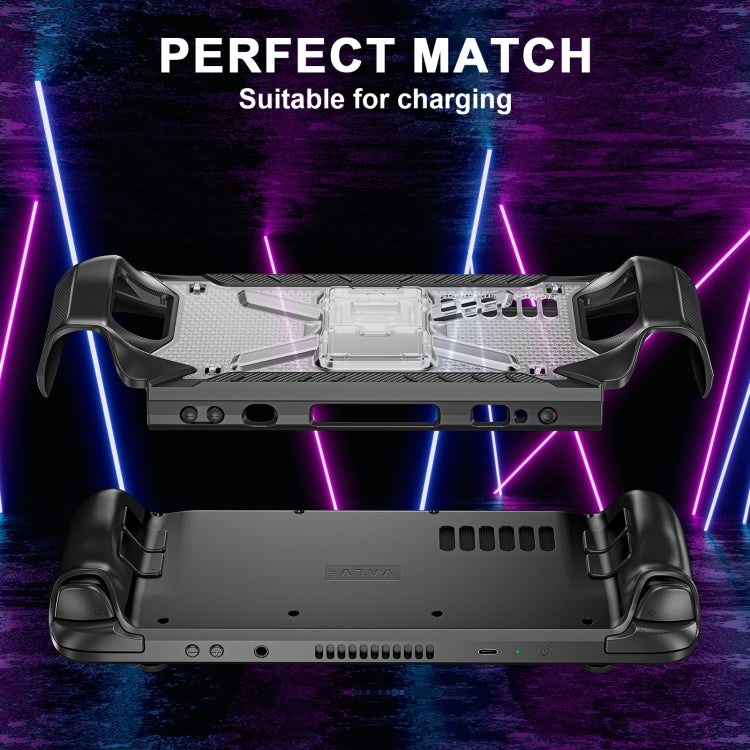 For Steam Deck Shockproof Game Console Case with Holder & Shoulder Strap(Black+Transparent) - Accessories by PMC TechLife | Online Shopping South Africa | PMC TechLife