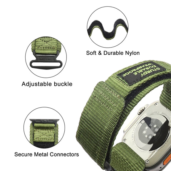 Nylon Two Section Watch Band For Apple Watch 3 42mm(Dark Green)