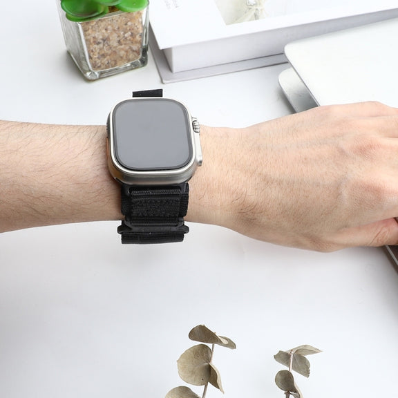 Nylon Two Section Watch Band For Apple Watch 38mm(Black)
