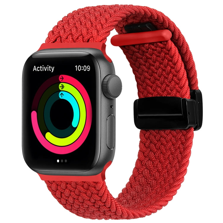 Magnetic Fold Clasp Woven Watch Band For Apple Watch SE 2022 44mm(Red) - Watch Bands by PMC TechLife | Online Shopping South Africa | PMC TechLife