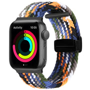 Magnetic Fold Clasp Woven Watch Band For Apple Watch 6 44mm(Denim Color)