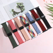 Magnetic Fold Clasp Woven Watch Band For Apple Watch Ultra 49mm(Rainbow Color)