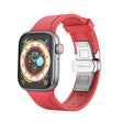 Metal Butterfly Buckle Silicone Watch Band For Apple Watch 3 42mm(Red) - Watch Bands by PMC TechLife | Online Shopping South Africa | PMC TechLife