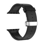 Metal Butterfly Buckle Silicone Watch Band For Apple Watch 42mm(Black)