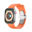 Metal Butterfly Buckle Silicone Watch Band For Apple Watch 38mm(Orange) - Watch Bands by PMC TechLife | Online Shopping South Africa | PMC TechLife