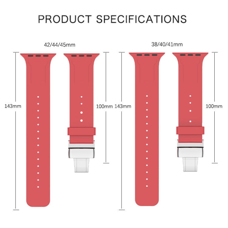 Metal Butterfly Buckle Silicone Watch Band For Apple Watch SE 2022 44mm(Red) - Watch Bands by PMC TechLife | Online Shopping South Africa | PMC TechLife