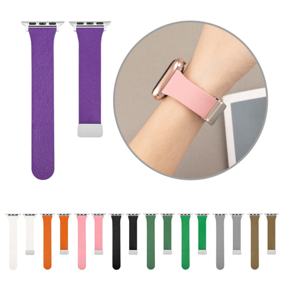 Sheepskin Texture Magnetic Folding Buckle Watch Band For Apple Watch SE 40mm(Orange)