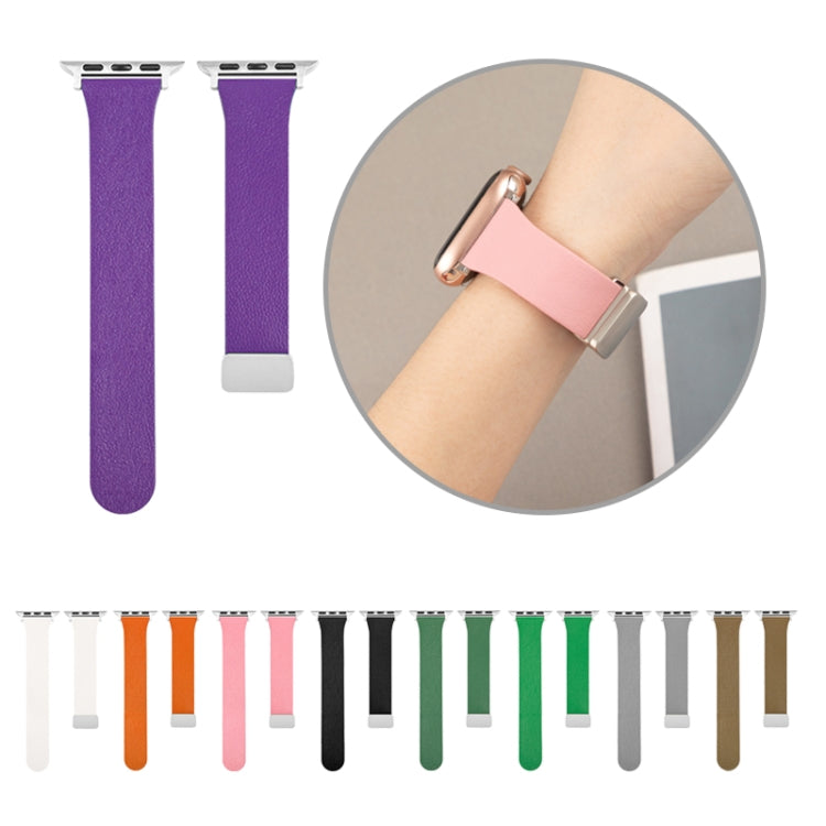 Sheepskin Texture Magnetic Folding Buckle Watch Band For Apple Watch 3 38mm(Grey Green)