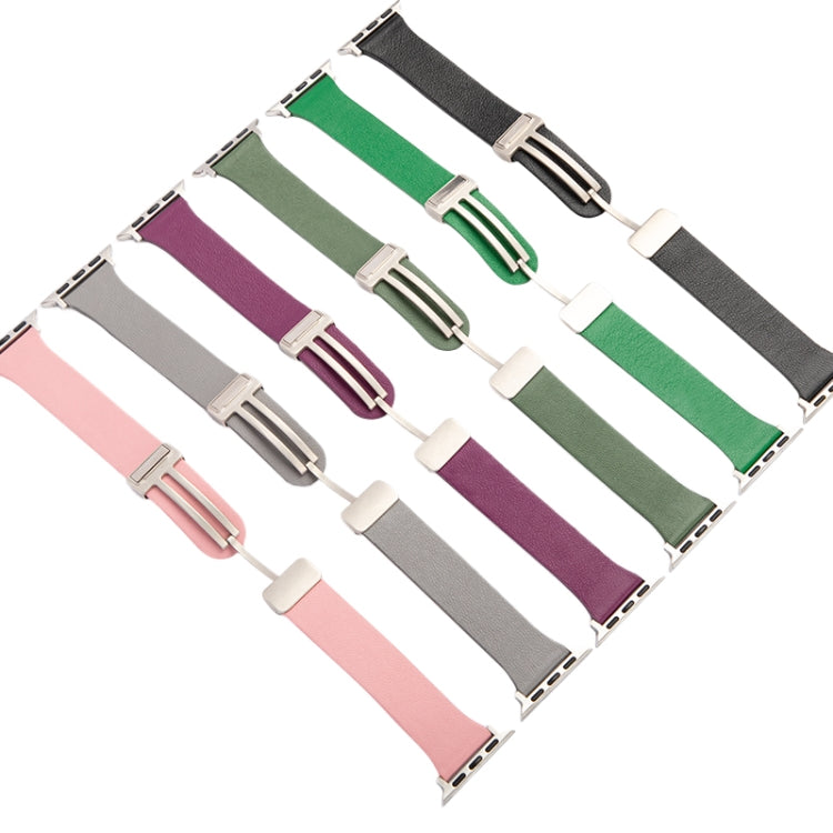 Sheepskin Texture Magnetic Folding Buckle Watch Band For Apple Watch 4 40mm(Purple) - Watch Bands by PMC TechLife | Online Shopping South Africa | PMC TechLife