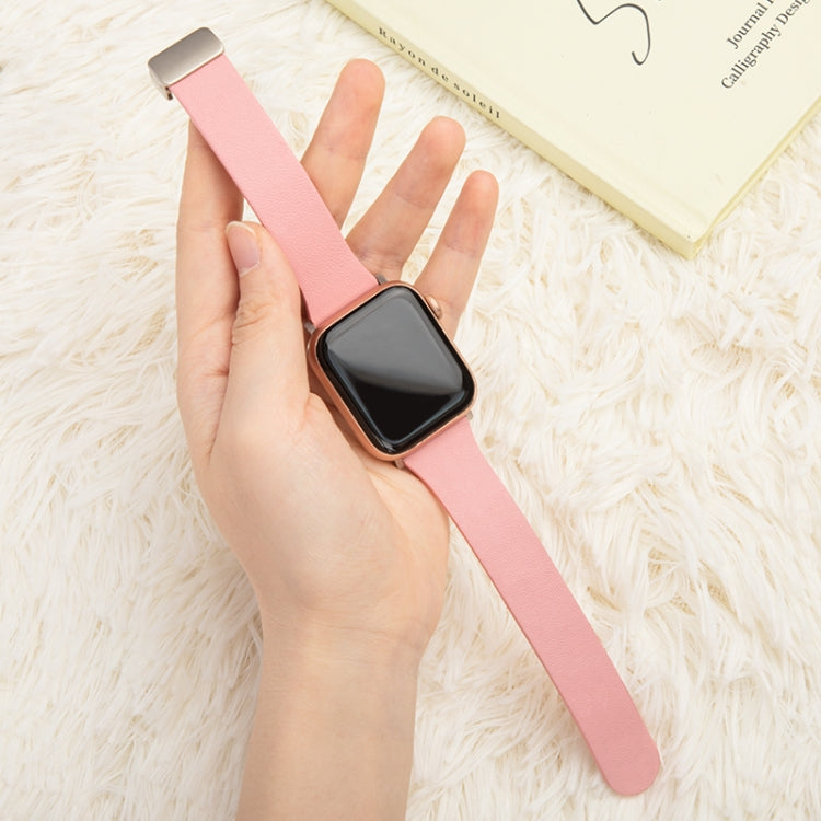 Sheepskin Texture Magnetic Folding Buckle Watch Band For Apple Watch 38mm(White)