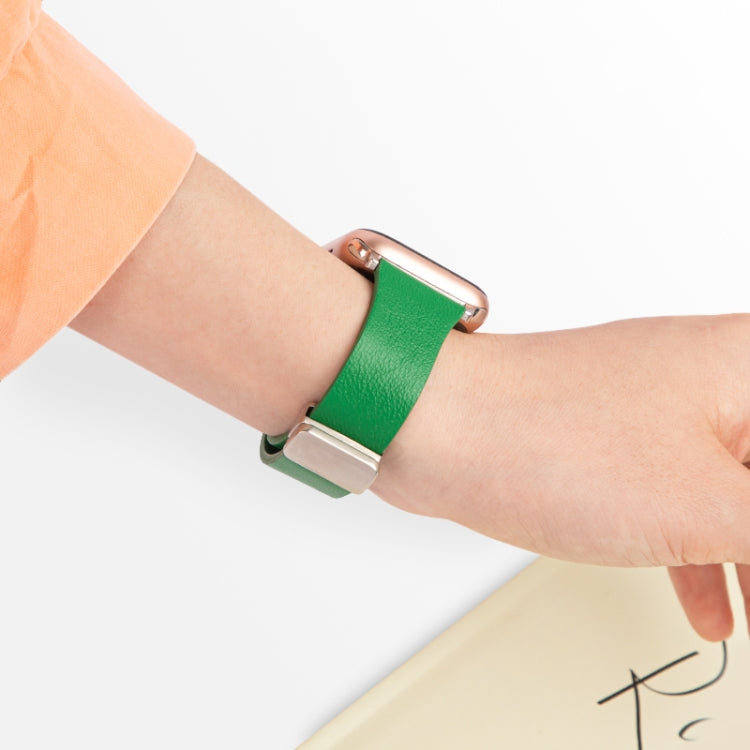 Sheepskin Texture Magnetic Folding Buckle Watch Band For Apple Watch SE 40mm(Orange)