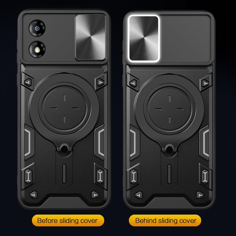 For Motorola Moto E13 CD Texture Sliding Camshield Magnetic Holder Phone Case(Black) - free shipping - PMC TechLife - Order now!