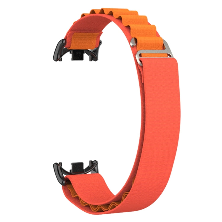For Xiaomi Mi Band 8 Metal Plug Loop Nylon Watch Band(Black+Orange)