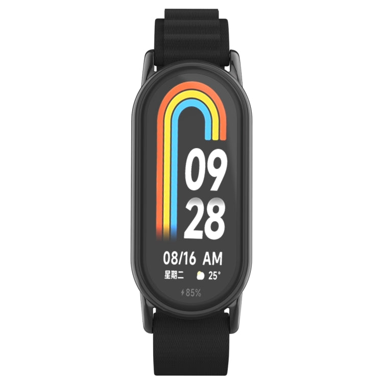 For Xiaomi Mi Band 8 Metal Plug Loop Nylon Watch Band(Black+Black)
