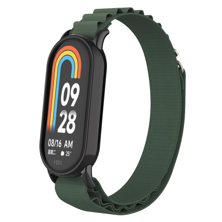 For Xiaomi Mi Band 8 Metal Plug Loop Nylon Watch Band(Black+Army Green) - Watch Bands by PMC TechLife | Online Shopping South Africa | PMC TechLife