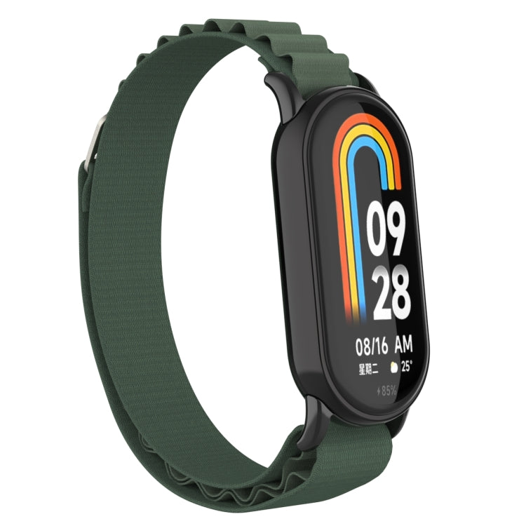 For Xiaomi Mi Band 8 Metal Plug Loop Nylon Watch Band(Black+Army Green) - Watch Bands by PMC TechLife | Online Shopping South Africa | PMC TechLife